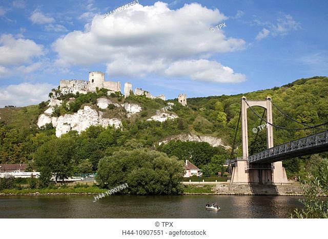 Europe, France, Les Andelys, Gaillard Castle, Chateau Gaillard, River Seine, Seine River, Rivers, Castle, Castles, Tourism, Travel, Holiday, Vacation