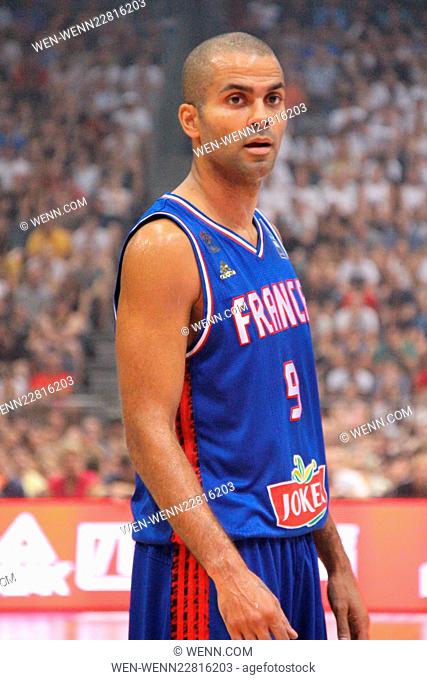 Germany Vs France at a tryout game for the European Championship at the sold out Lanxess Arena Featuring: Tony Parker Where: Cologne
