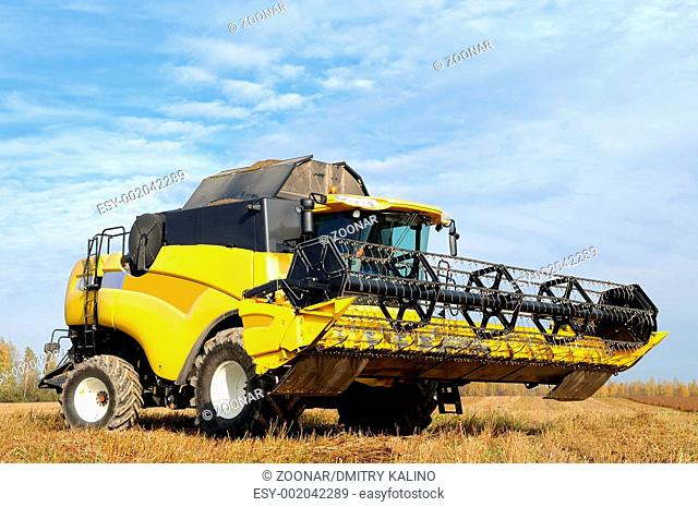 combine harvester in the field