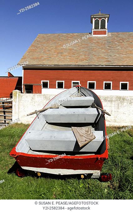 A row boat at the Retreat Petting Farm, by the Grafton Village Cheese Company, Brattleboro, Vermont, United States, North America