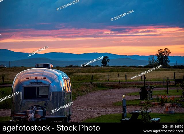 White Sulphur Springs, MT, USA - July 17, 2019: Enjoying the captivated view from our RV