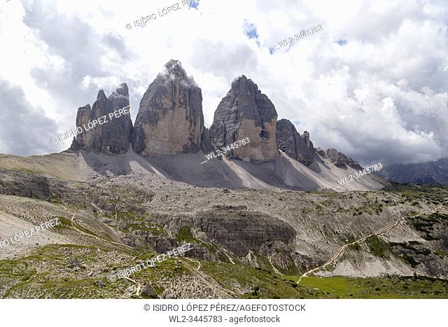 The Three Summits of Lavaredo, are three distinctive peaks in the form of battlements located in the Italian regions of Trentino-Alto Adige and Veneto