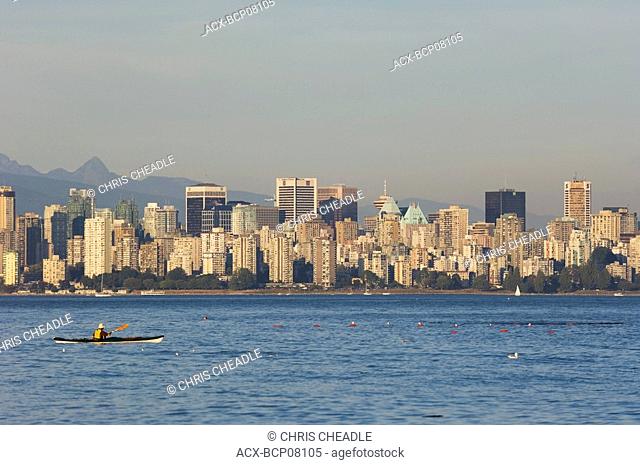 View of Kitsilano Beach Park and the West End beyond, British Columbia, Canada