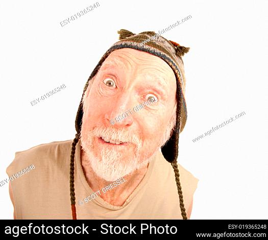 Smiling senior man in knit cap