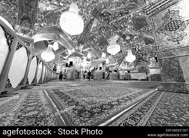 in iran inside the old antique mosque with glass and mirror traditional islam architecture
