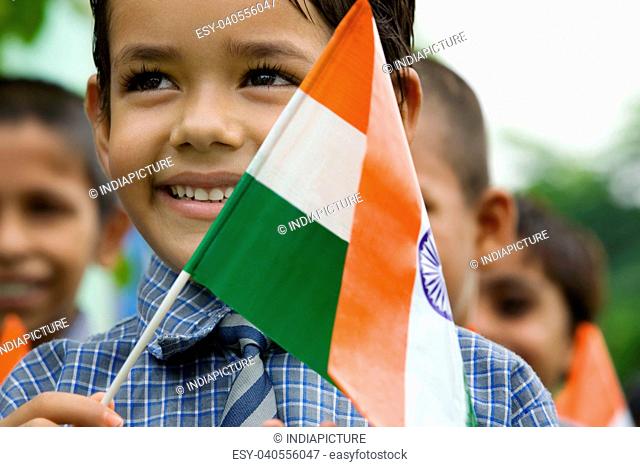 School girl with the Indian Flag