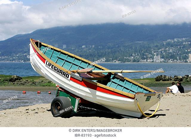 Lifeboat on the beach in Stanley Park, Vancouver, British Columbia , Canada