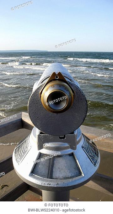 coin telescope with view at the Baltic Sea, Germany, Baltic Sea, Ruegen