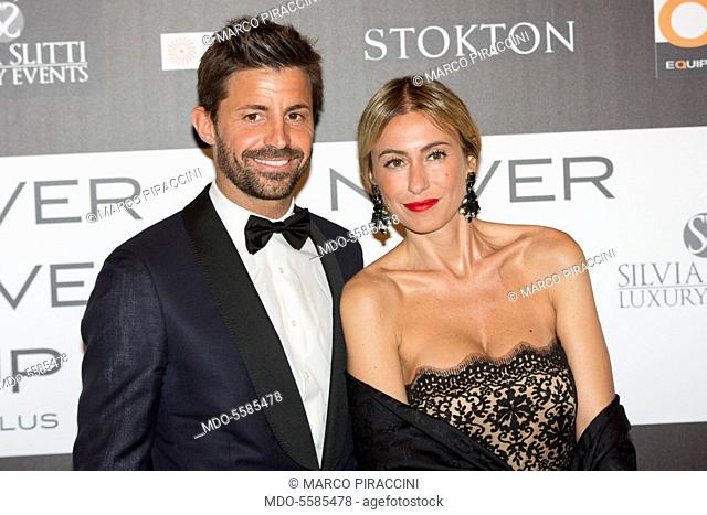 The football player Marco Storari and his wife Veronica Zimbaro attending the charity gala Never Give Up at The Westin Palace of Milan. Milan, Italy