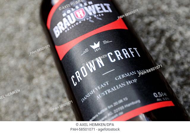 A bottle of the beer 'Crown Craft', brewed especially for the visit of the Danish Crown Prince Couple Frederik and Mary, can be seen at the Holsten Brewery in...