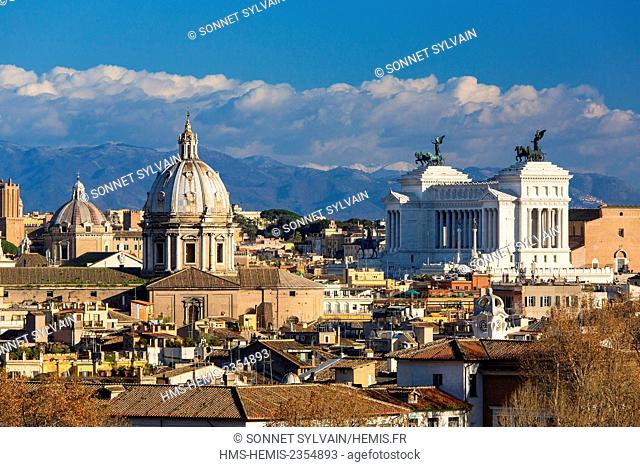 Italy, Lazio, Rome, historical center listed as World Heritage by UNESCO, Gianicolo Hill, Panoramic view of the Historical Centre listed as World Heritage by...
