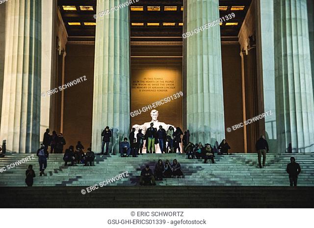 Tourists on Steps of Lincoln Memorial, Washington, DC, USA