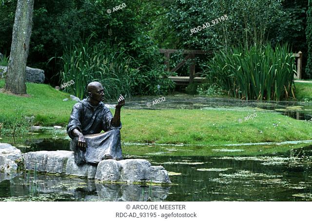 Statue At Pond In Japanese Garden Irish, Bronze Garden Statues Ireland