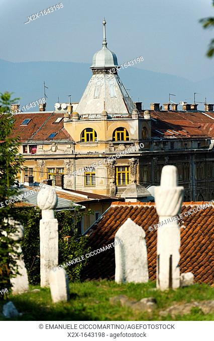 Old building from Kovaci war cemetery, Sarajevo, capital of Bosnia and Herzegovina, Europe