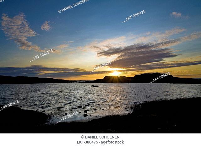 Coastal landscape near Smoegen at sunset, Bohuslan, Sweden