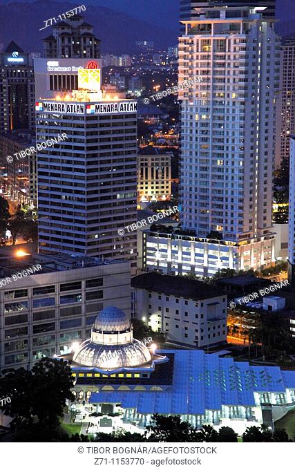 Malaysia, Kuala Lumpur, skyline, general aerial view, Asy Syakirin Mosque