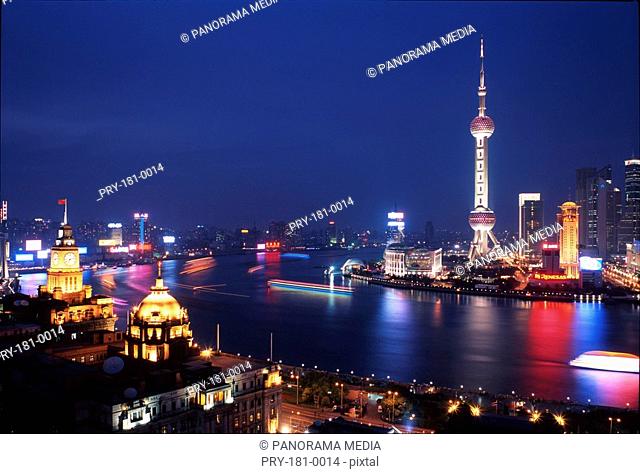 Night scene of Puxi and Pudong, Shanghai