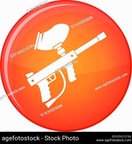 Paintball marker icon in red circle isolated on white background vector illustration