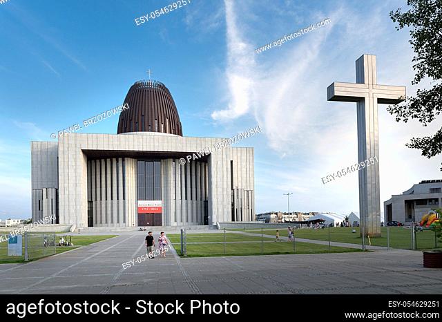 Warsaw, Poland - June 15, 2019: Temple of Divine Providence or Swiatynia Opatrznosci Bozej, Roman catholic church in Wilanow, district of Warsaw