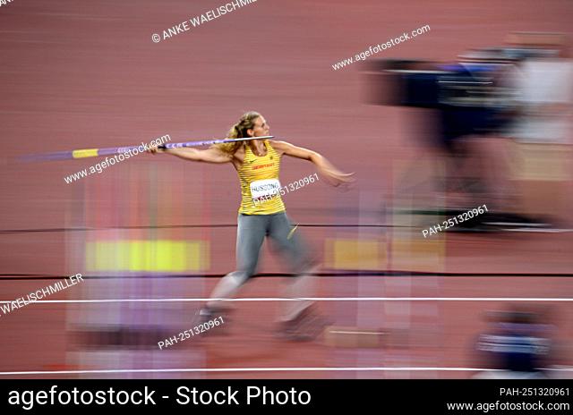 Christin HUSSONG (GER), action, blurred, athletics, women's javelin final, women's javelin throw final, on 06.08.2021 Summer Olympics 2020, from 23.07