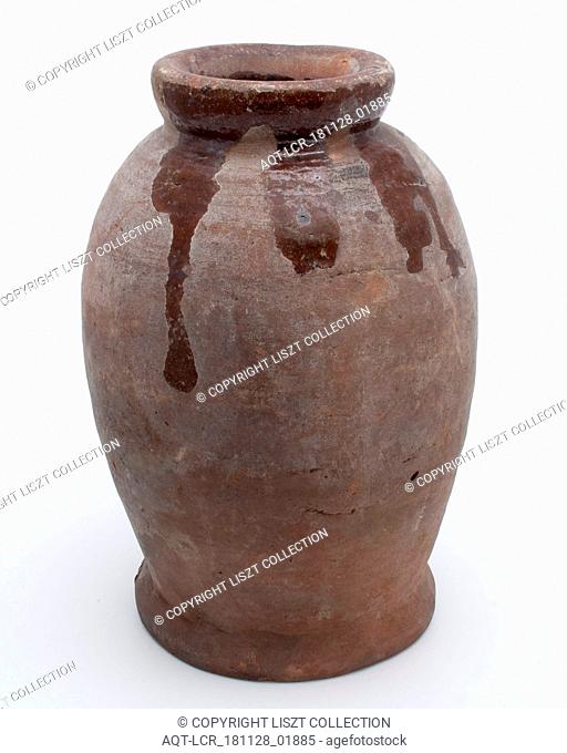 Pottery pot on stand, baluster shape, used in the sugar industry, sugar pot pot holder soil find ceramic earthenware glaze lead glaze