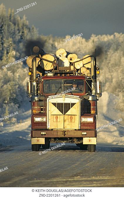 Loaded logging truck, Smithers, British Columbia