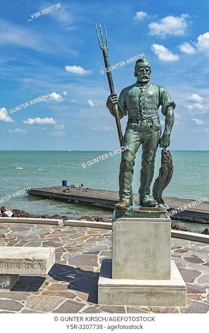 The statue of the fisherman was created in 1941 by Janos Pasztor. The sculpture is located on the Tagore Promenade. The beach promenade of Balatonfuered is...