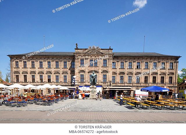 Market square with margrave castle, Erlangen, Central Franconia, Franconia, Bavaria, Germany, Europe