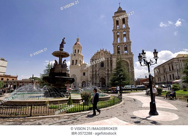 Plaza de Armas square with a cathedral, Saltillo, Coahuila, Mexico