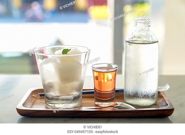 Lime ice Cube juice serve with soda water mojito