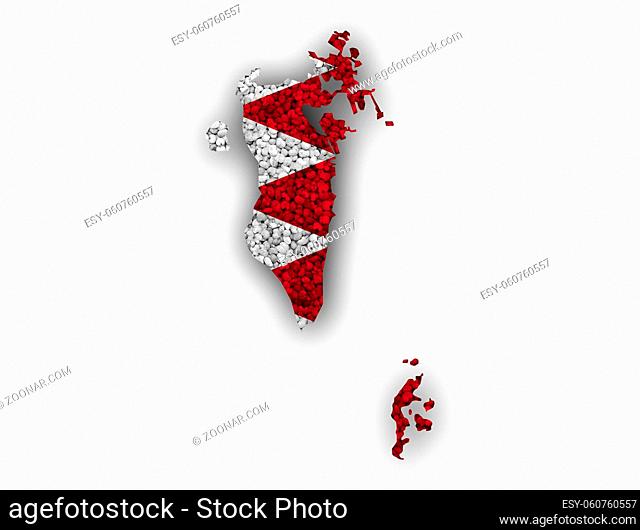 Karte und Fahne von Bahrain auf Mohn - Map and flag of Bahrain on poppy seeds