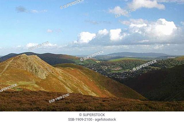 Shropshire Hills looking from the Long Mynd near Church Stretton Shropshire England UK GB Europe British Isles Great Britain United Kingdom British Isles