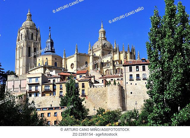 Gothic Cathedral and walls. Segovia, Spain