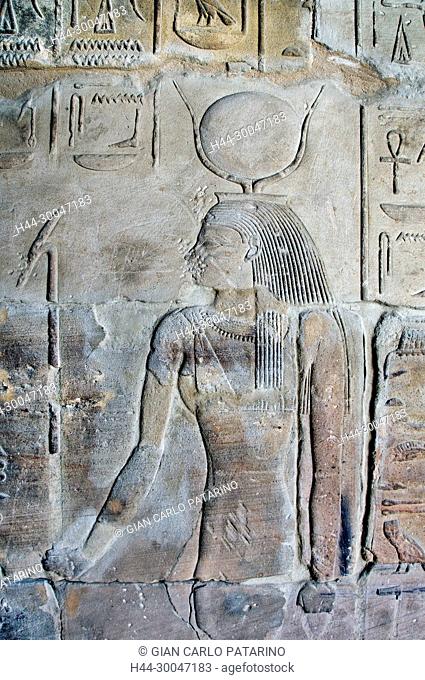 Medinet Habu, Luxor, Egypt, Djamet, mortuary temple of King Ramses III, XX dyn. 1185 -1078 B.C., : the goddess Hathor