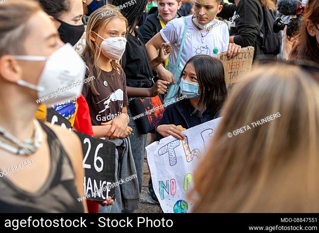 Fridays for future 2021. Swedish activist Greta Thunberg during the demonstration for the climate emergency. Milan (Italy), October 1st, 2021