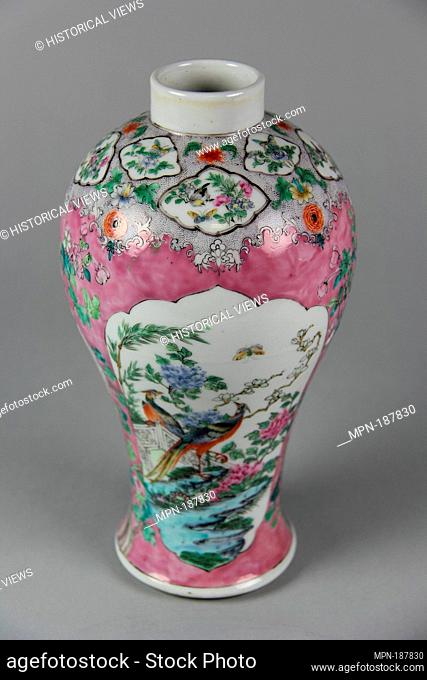 Vase. Period: Qing dynasty (1644-1911); Date: late 18th century; Culture: China; Medium: Porcelain painted in overglaze famille rose enamels; Dimensions: H