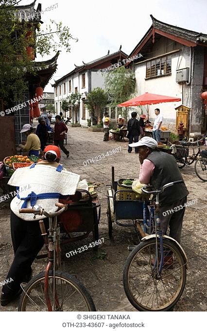 Food vendors, Old town of Lijiang, Yunnan Province, China