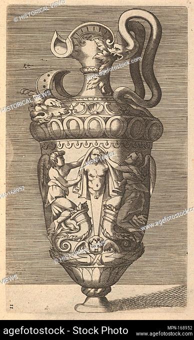 Vase with Two Winged Figures Draping a Term. Artist and publisher: Originally by René Boyvin (French, Angers ca. 1525-ca