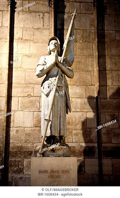 Statue of St. Joan of Arc, Jeanne d'Arc, in the Cathedral of Notre Dame, Paris, Ile de France region, France, Europe