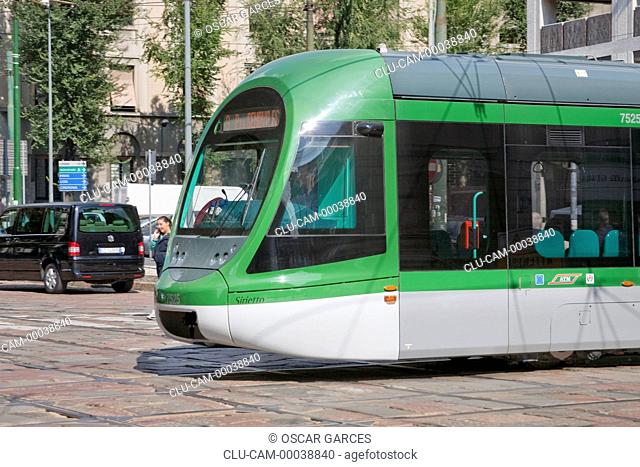 Modern Tram of Milan, Italy, Lombardia, Western Europe