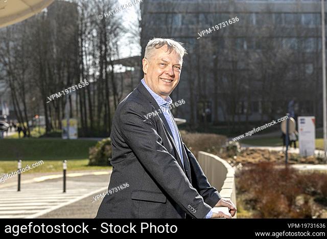 New rector ad interim Jan Danckaert poses for the photographer at the Plein Campus of the VUB Vrije Universiteit Brussel, in Etterbeek, Brussels