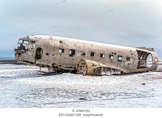 In the winter of 1973 a US Navy DC-3 plane ran out of fuel and had to crash-land on the black sand beach near the town of Vik in South Iceland