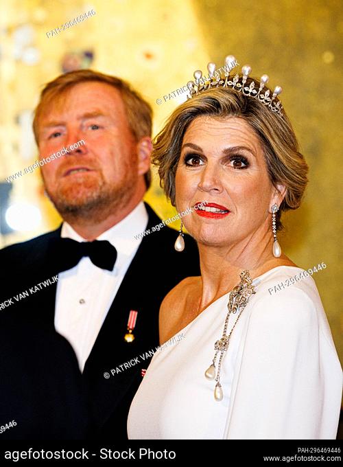 King Willem-Alexander and Queen Maxima of The Netherlands attend an official state banquet hosted by President Alexander van der Bellen and his wife Doris...