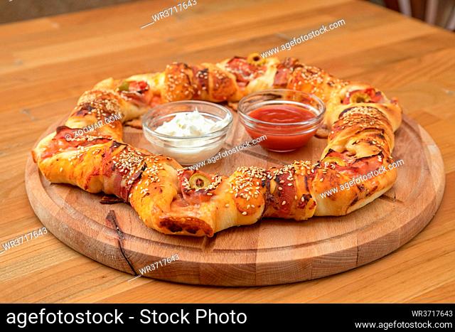 Big Round Bagel Savory Stuffed Pastry Meal