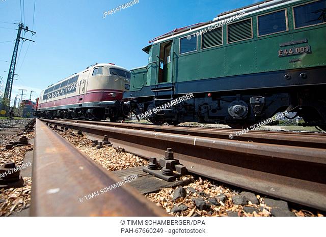 The historic electric locomotive from Deutsche Bahn (DB) series 103 (L) with serial number 103 224 can be seen with the historic electric locomotive from DB...