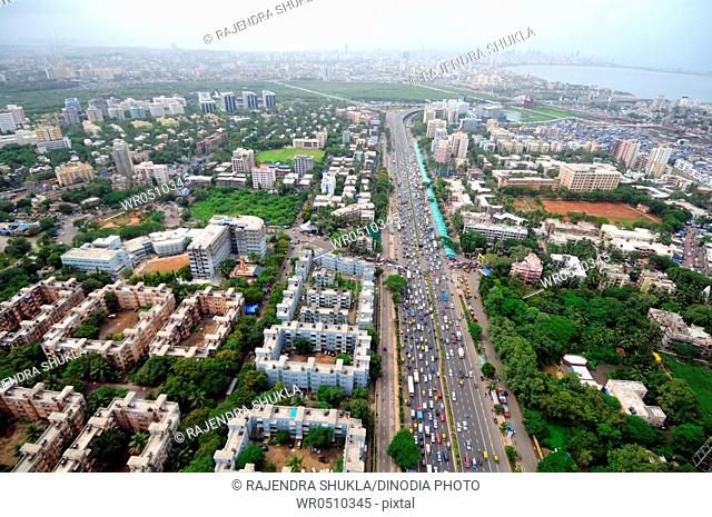 aerial view of government colony western express highway , Bandra Khar , Bombay Mumbai , Maharashtra , India