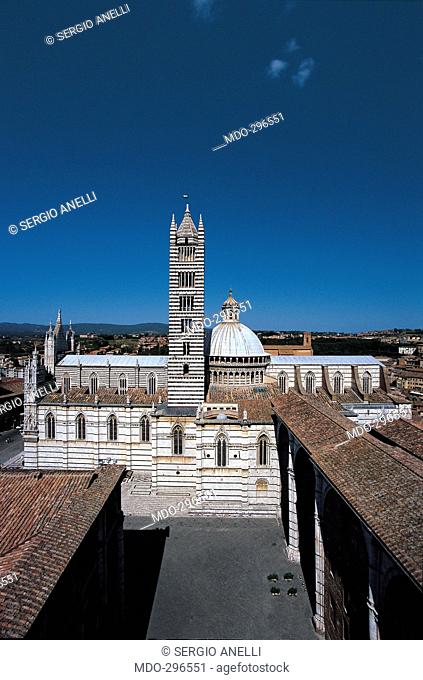 Cathedral, Siena, by Nicola Pisano, Giovanni Pisano, 1229, 13th Century, polychrome marble. Italy; Tuscany; Siena; Cathedral; Santa Maria Assunta Cathedral