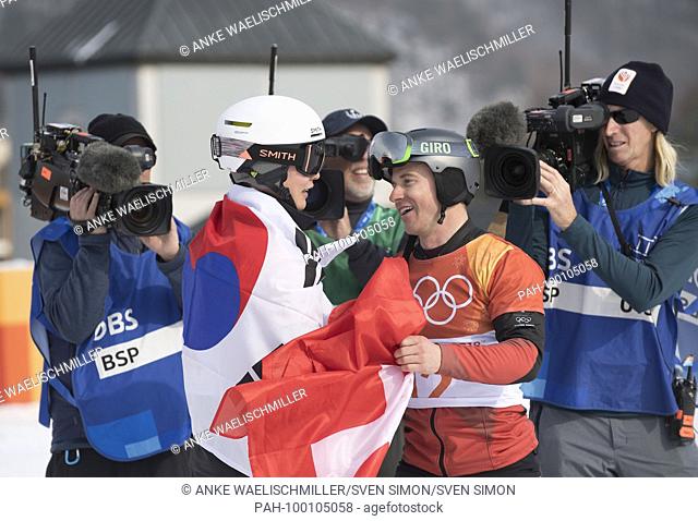 von links:.LEE Sangho, KOR, 2. Platz, .Nevin GALMARINI, SUI, 1. Platz, Olympiasieger, Sieger, Gewinner, winner, .jubilation, jubelt, Freude, Begeisterung