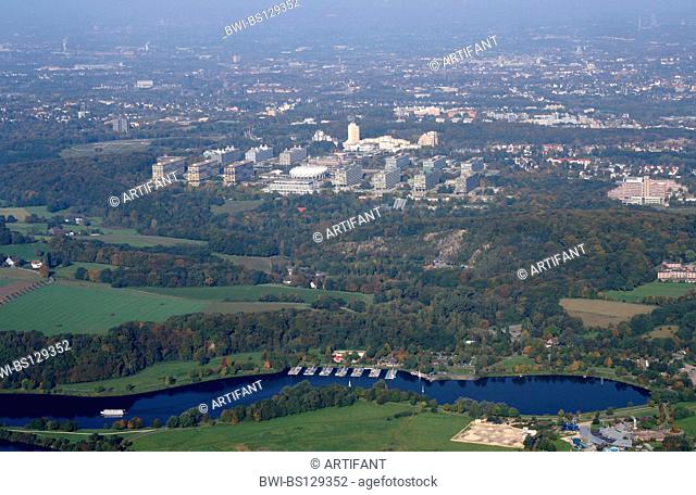 Ruhr-University with Lake Kemnade in the Ruhr Valley, Germany, North Rhine-Westphalia, Ruhr Area, Bochum