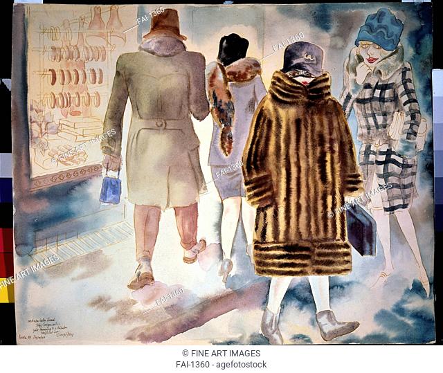 On a street. Grosz, George (1893-1959). Pencil, watercolour on paper. Dadaism. 1920s. State A. Pushkin Museum of Fine Arts, Moscow. 46x56, 7. Painting